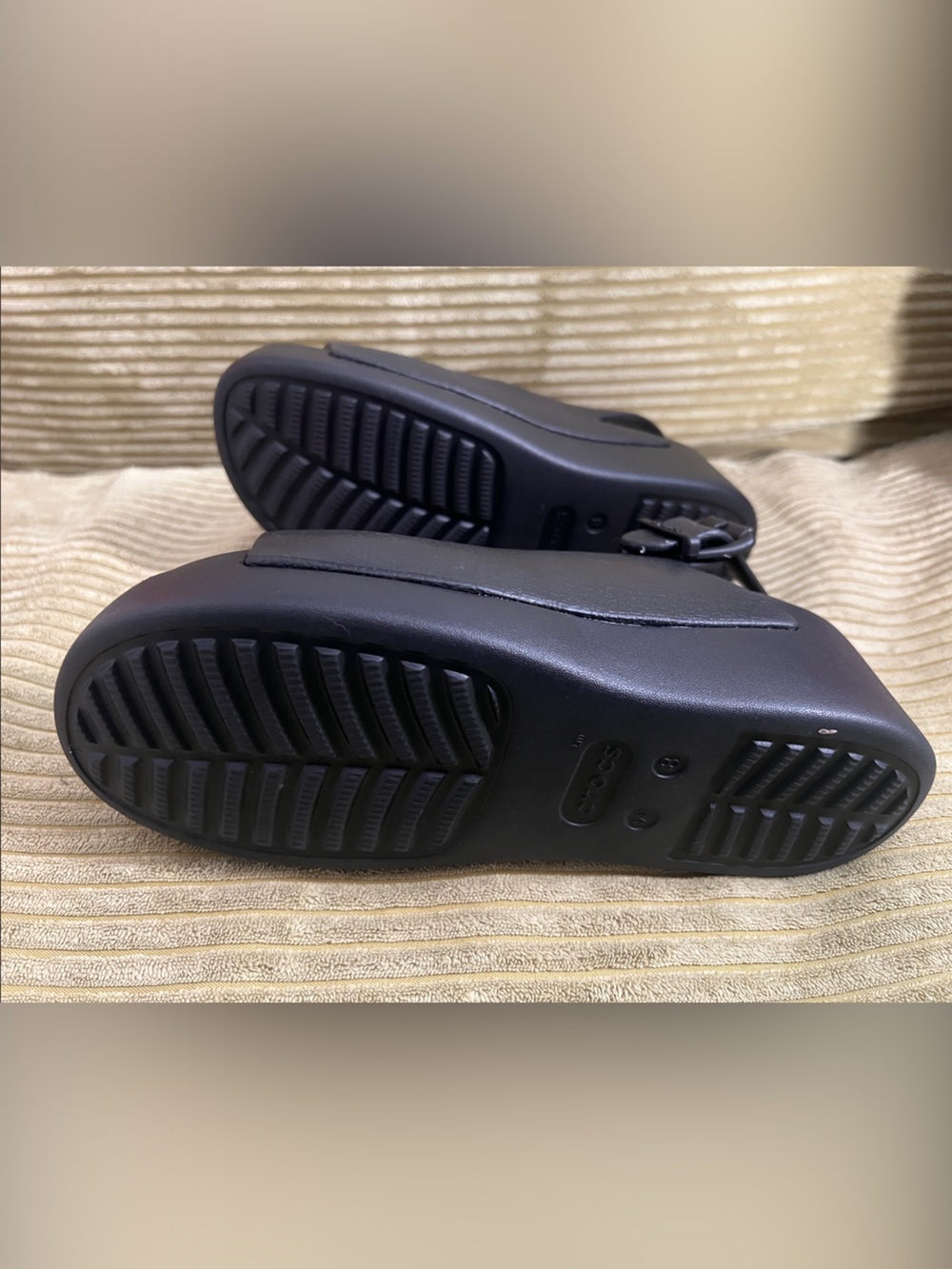 CROCS Black Wedge Slingback Clogs - Picture 3 of 4